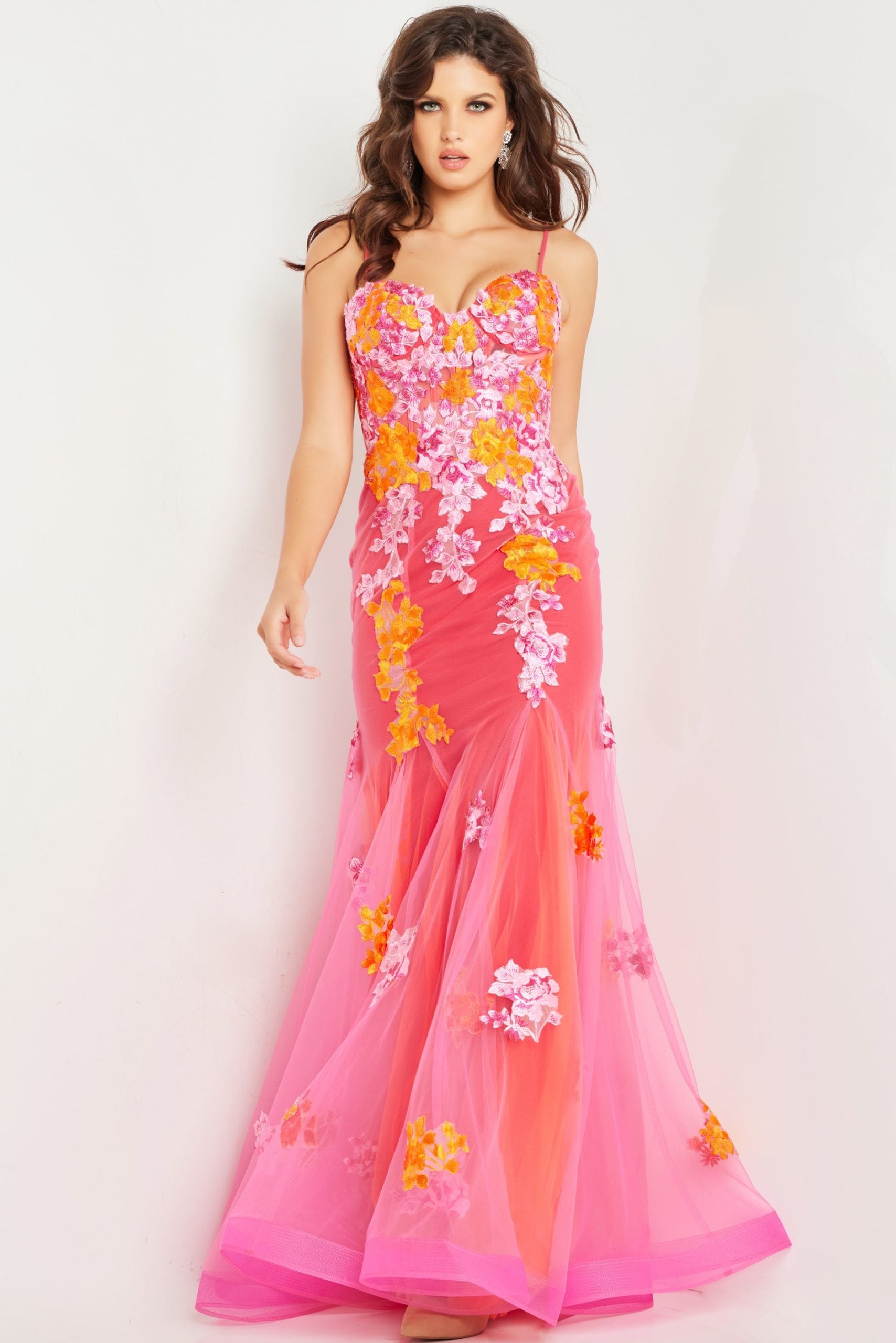 Pink Floral Mermaid Gown 36843 | Jovani