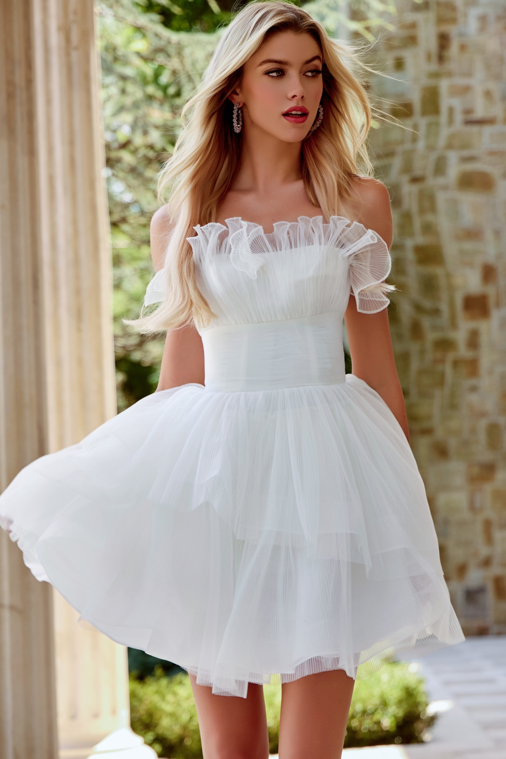 Tulle Mini Dress with Ruffled Bodice 42340 | Jovani