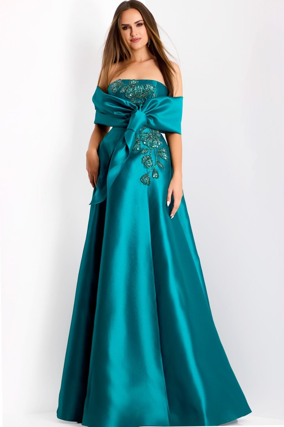 Strapless A-Line Gown with Intricate Floral Appliqué 44352 | Jovani