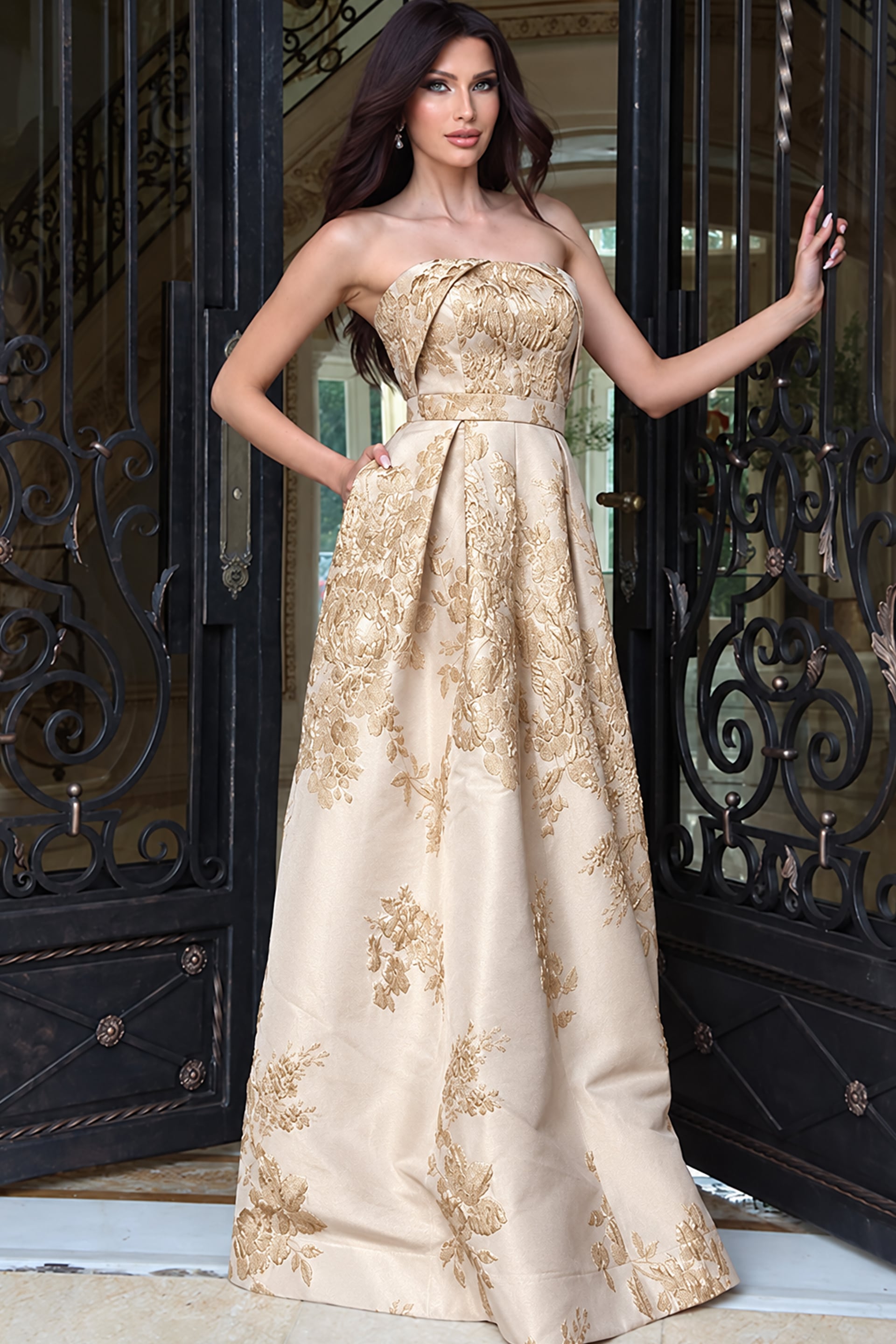 JOVANI バイカラー ロングドレス 46550-200.jpg