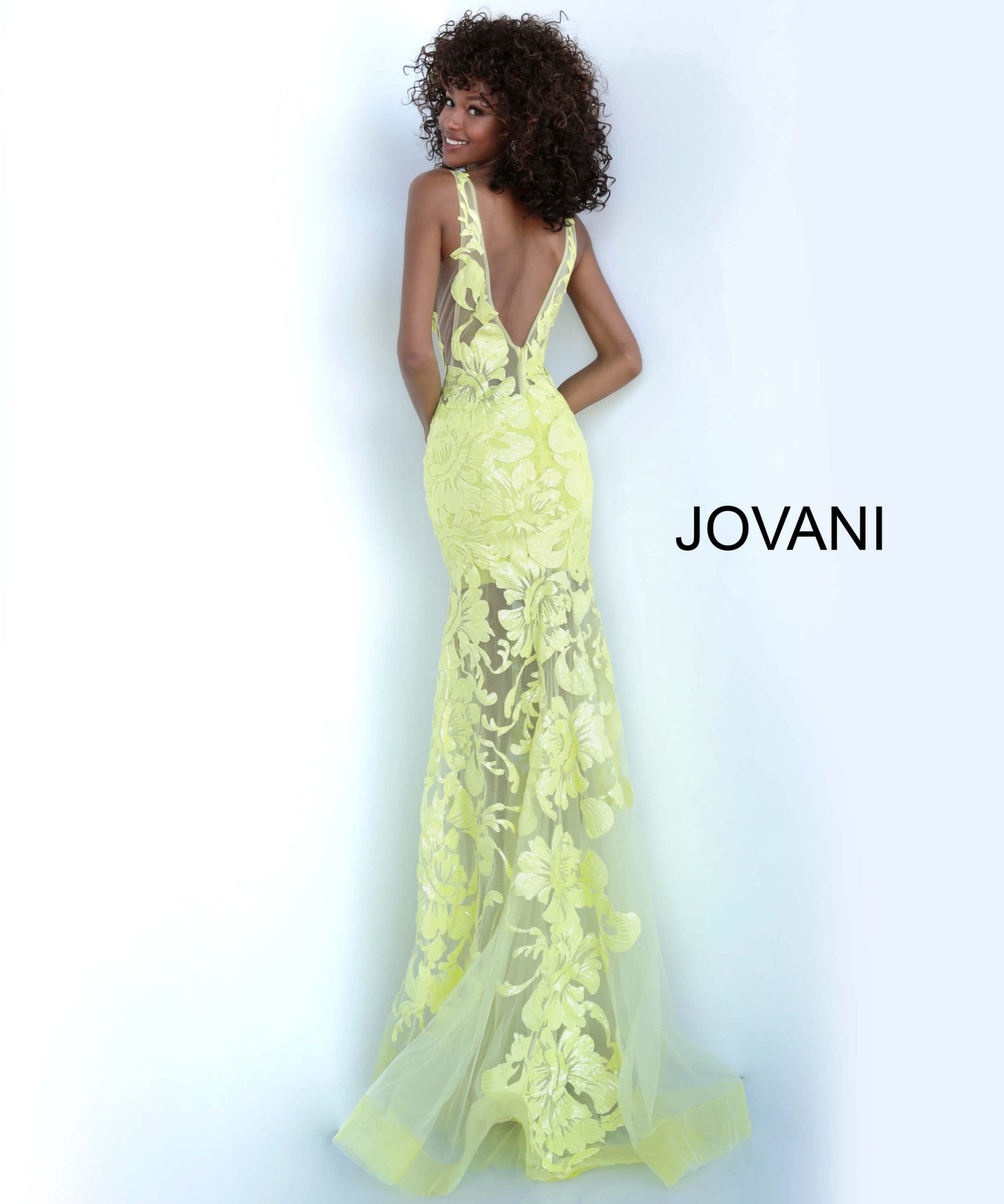 Jovani 60283 Light Blue Floral Appliques Dress | Jovani