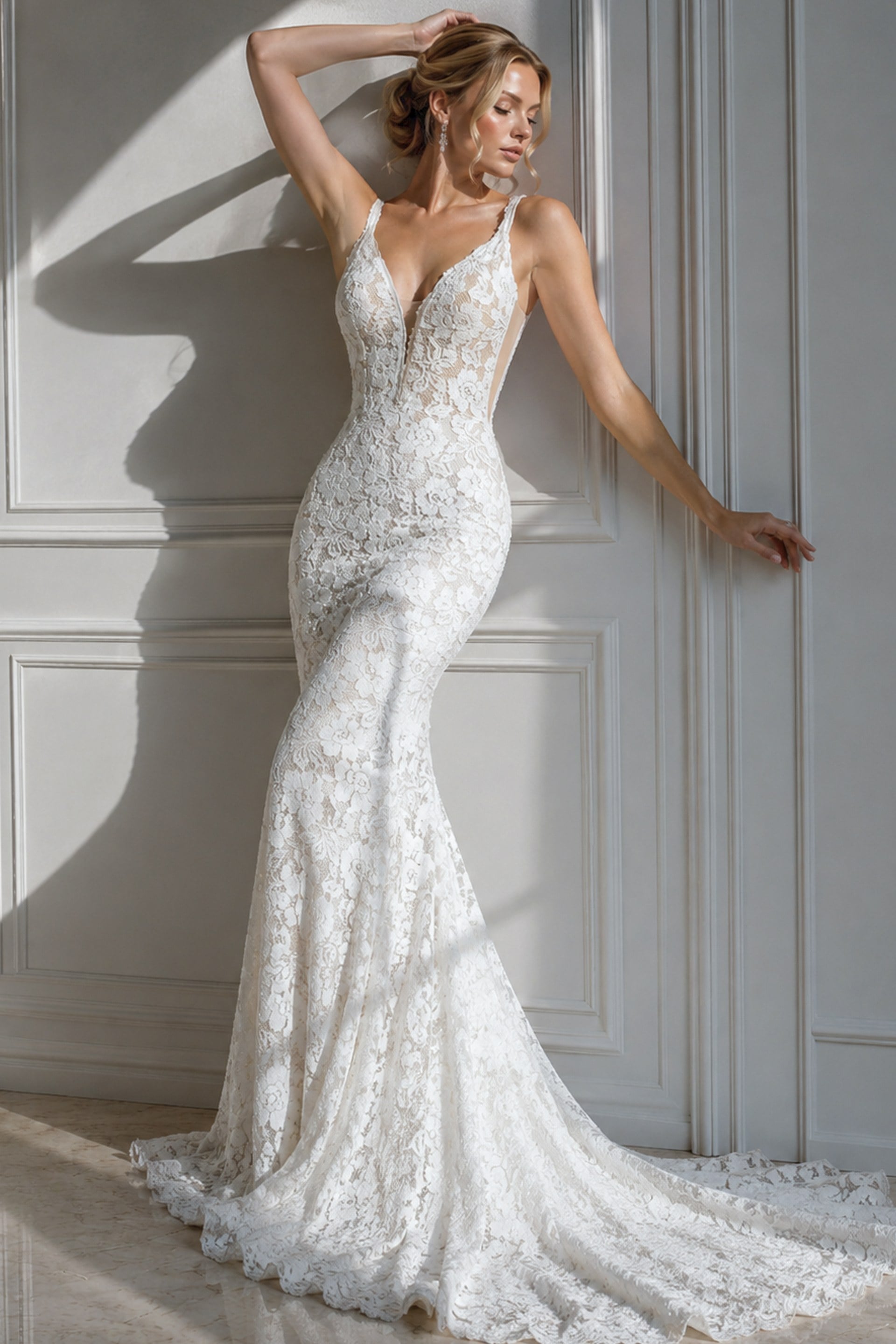 Jovani JB03864 Ivory Lace Wedding Dress | Jovani