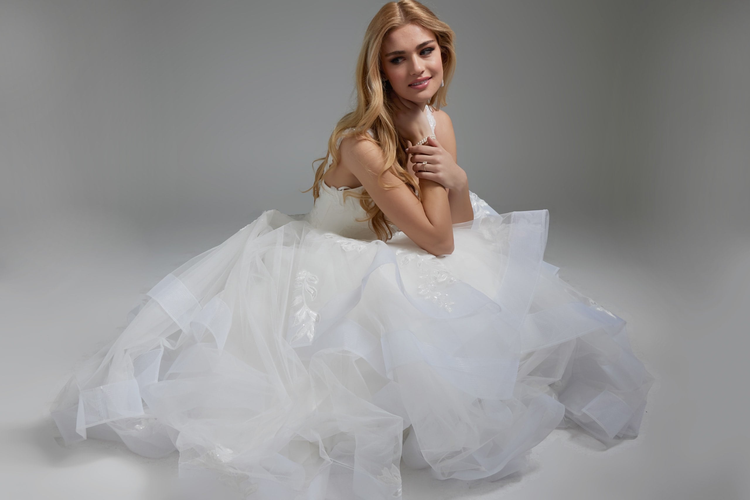 Off White Layered Skirt Tulle Bridal Dress JB41002 | Jovani