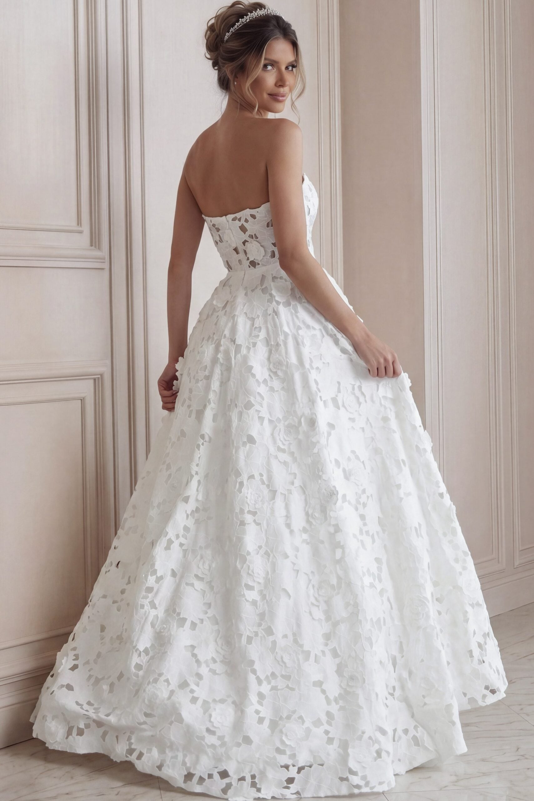 Lace Ball Gown Wedding Dress With Floral Appliqués JB45912 | Jovani
