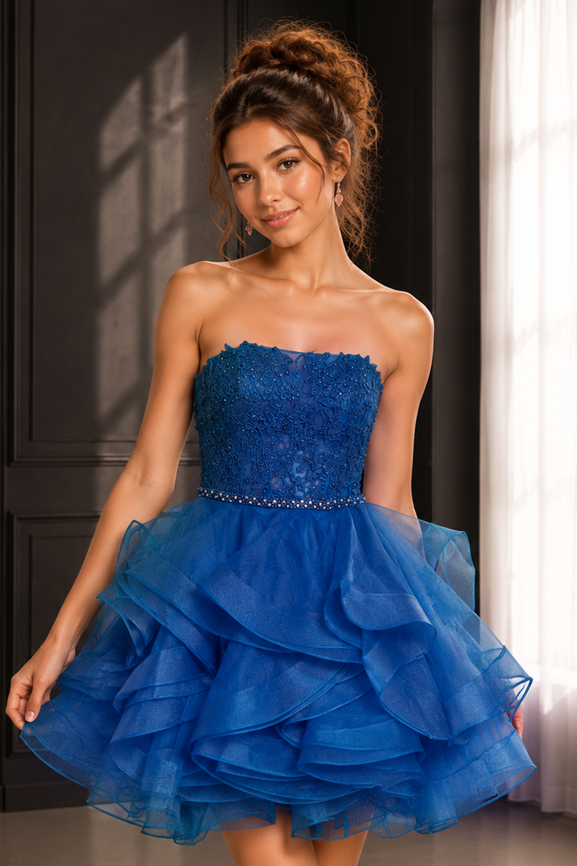 Off-White Embellished Tulle Mini Dress K24371 | Jovani