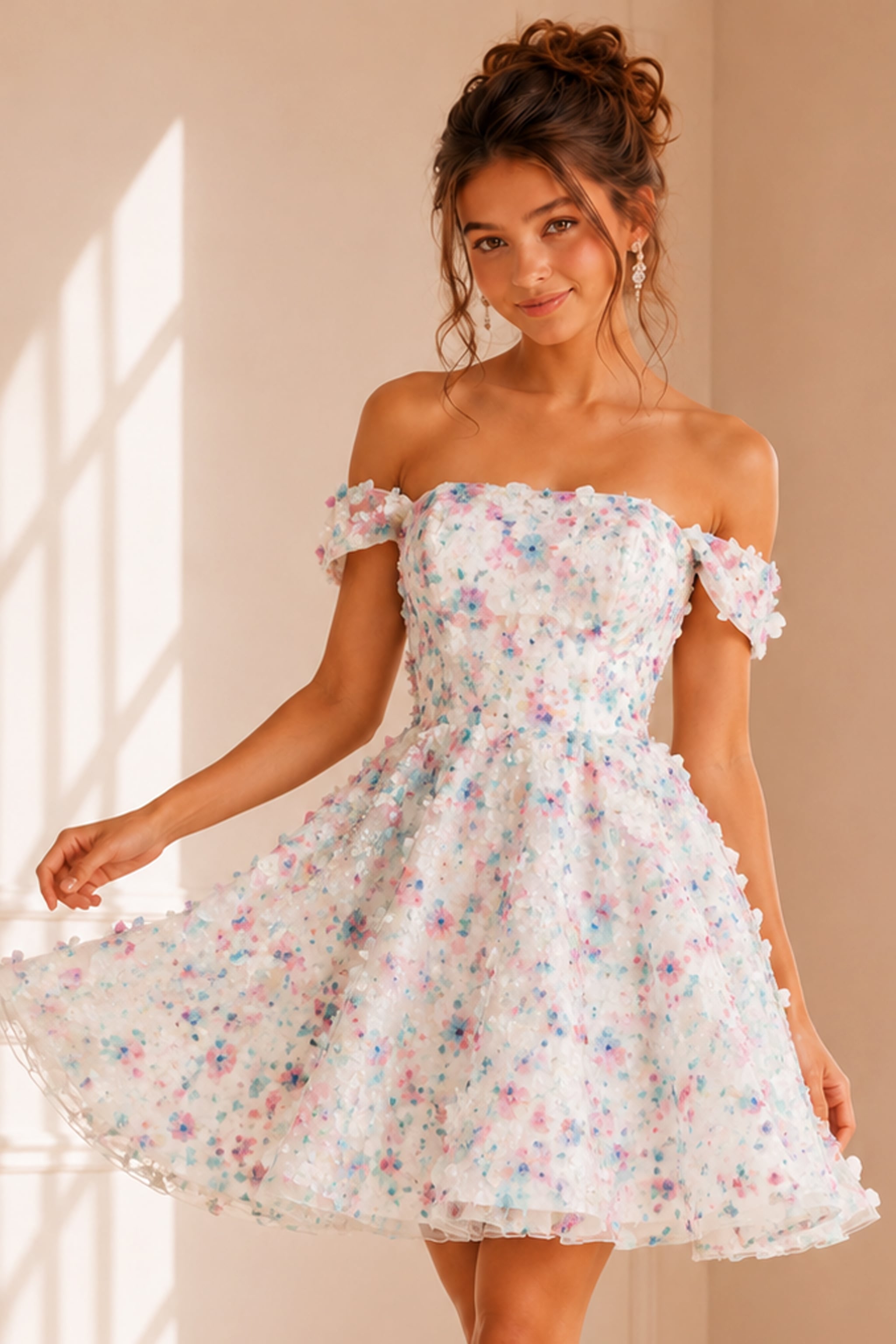 Floral Multi Short Fit and Flare Dress K26293 | Jovani