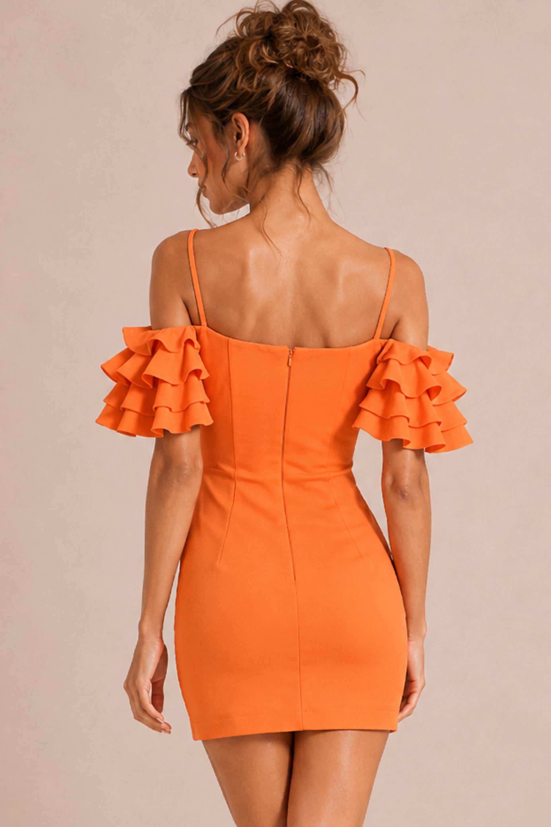 Off the Shoulder Tiered Ruffle Sleeve Mini Dress K44089 | Jovani