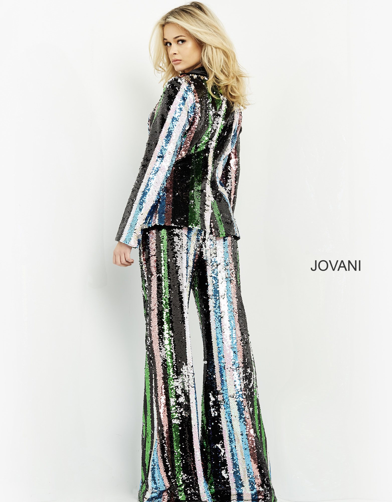 Jovani M02942 Multi Sequin Two Piece Contemporary Pant Suit | Jovani