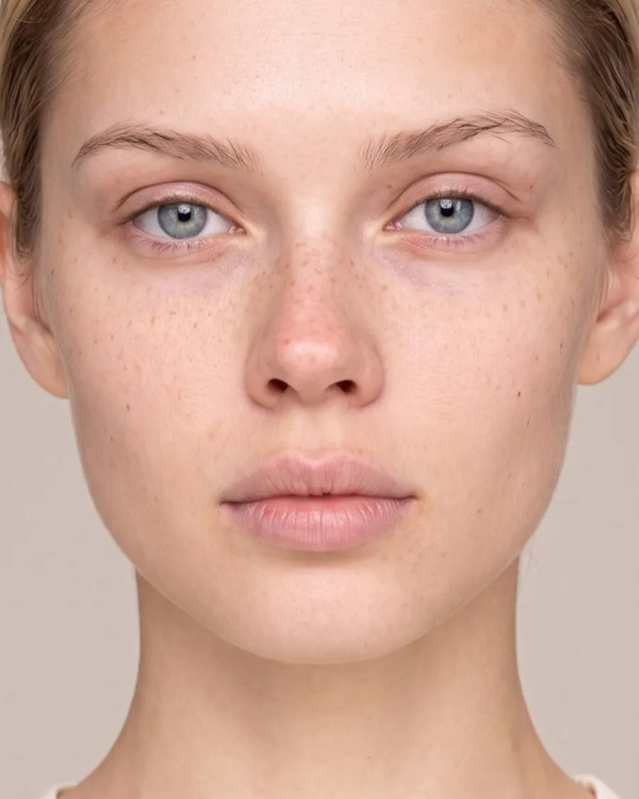Light skin, no makeup. Shown on an AI model.